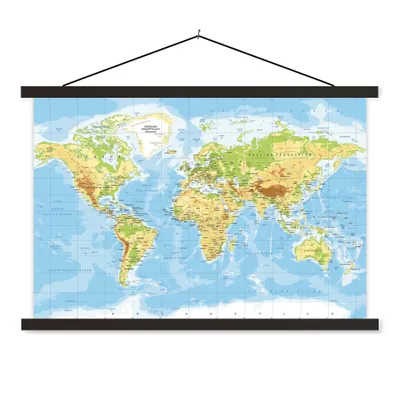 Produktbild von MuchoWow® Textilposter Weltkarte - Statistisch - Blau - Erde - Bildung 150x100 cm mit schwarzem Rahmen - Schlafzimmer