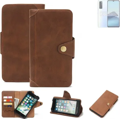 Produktbild von K-S-Trade Handyhülle kompatibel mit Vivo Y70 Schutz Hülle Walletcase Bookstyle Tasche Case Handytasche Wallet Flipcase Cover PolyurethanBraun (1x)