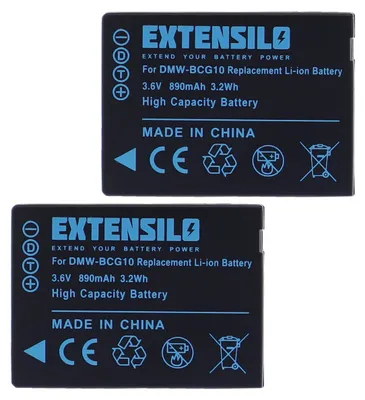 Produktbild von EXTENSILO 2x Akku Ersatz für Panasonic DMW-BCG10E, DMW-BCG10 für Kamera (890 mAh, 3,6 V, Li-Ion)