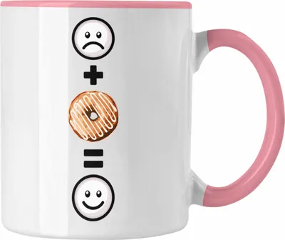 Produktbild von Trendation - Donut Tasse Geschenk für Donut-Liebhaber  :( + Donut = :) Lustige Geschenkidee Geburtstag (Rosa)