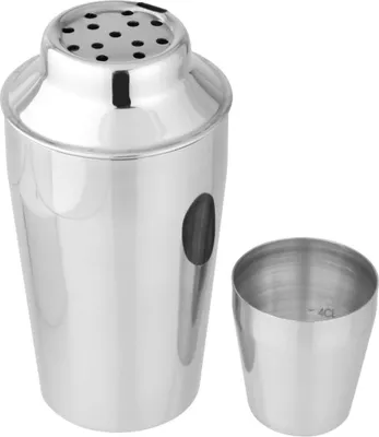 Produktbild von Fackelmann Cocktailshaker 400 ml, Cocktail-Mixer aus Edelstahl, Schüttelbecher für Mixgetränke mit integriertem Sieb, Kappe mit Dosierangabe (Farbe: Silber)