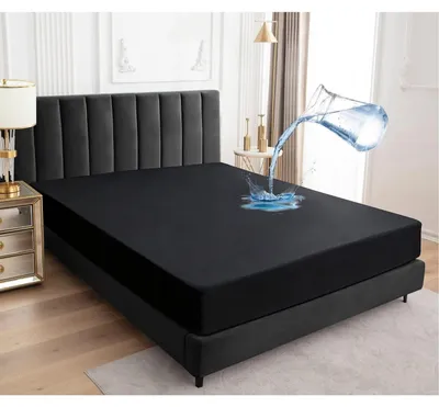 Immagine prodotto di Coprimaterasso impermeabile 200x200 cm, lenzuolo con angoli elasticizzati, traspirante, colore nero