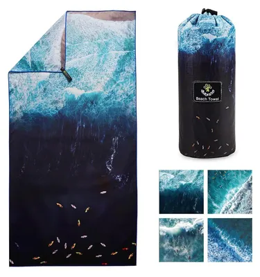 Produktbild von Mikrofaser-Strandtuch mit Tragetasche, sanddicht, schnell trocknend, 80 x 160 cm, Ocean B