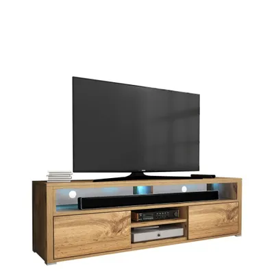 Produktbild von MIRJAN24 TV-Lowboard Boss, Stilvoll TV-Schrank mit LED-Beleuchtung, TV-Möbel, RTV, Wohnzimmer (Farbe: Wotan Eiche)