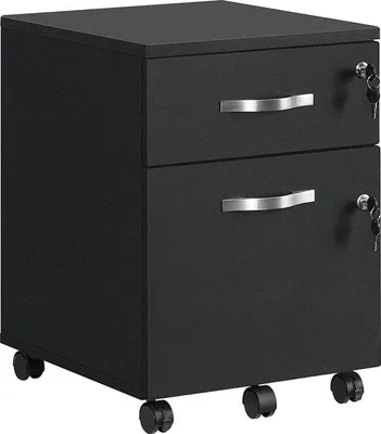 Produktbild von Famanu Archivschrank mit 2 Schubladen, abschließbar, fahrbar, für A4- und Letterformat, schwarz
