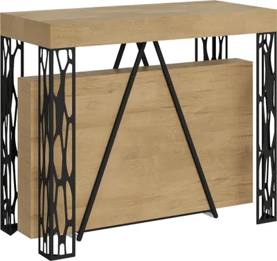 Zdjęcie produktu dla ITYHOME - Konsola rozkładana 90x40/300 cm Kerpa dąb naturalny rama w kolorze antracytu