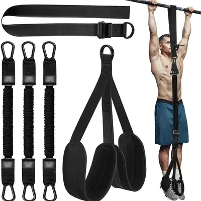 Produktbild von 5 Packs Pull Up Assist Türanker,Klimmzug Kraftgürtel mit elastischem Seil, verstellbar, doppelfußig, 150 Pfund Kapazität