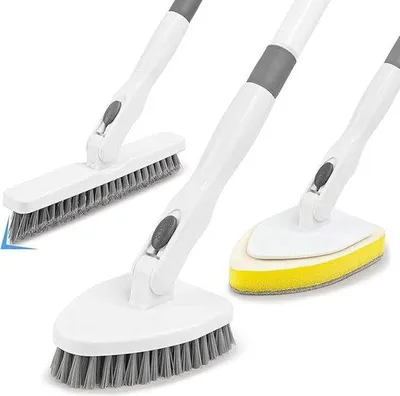 Produktbild von Famanu Bad- und Fliesenreinigungsbürste 3-in-1 - Abnehmbarer langer Griff