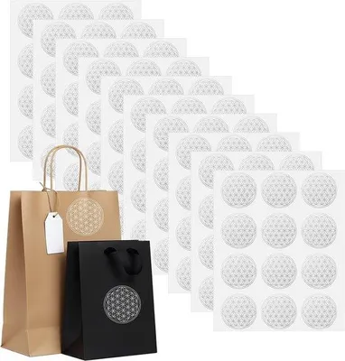 Productafbeelding van 120x Spirituele Levensbloem Stickers Zelfklevend Transparant Zilver 5 cm Decoratie