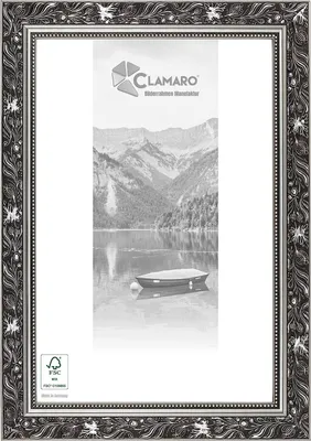 Produktbild von CLAMARO 'Ludwig' Bilderrahmen Antik Massivholz | Schwarz Grau Silber | Shabby Chic Vintage Barock | Holzrahmen inkl. Acrylglas, Rückwand, Aufhänger (Querformat & Hochformat), Größe:58x48