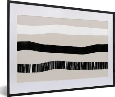 Produktbild von MuchoWow® Gerahmtes Poster Linie - Pastell - Minimalismus - Muster 60x40 cm - Poster mit Schwarzem Bilderrahmen Wandposter Rahmen Foto Bilder - Schlafzimmer - Plakat in Rahmen - Drucken