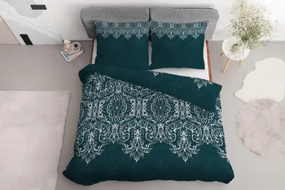 Obrázek produktu pro Detexpol Saténové povlečení 140x200 tyrkysové tmavé glamour ornamenty 3831 B Home Satén 77