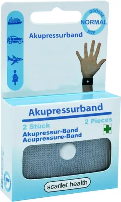 Produktbild von scarlet health | Akupressurband »Sea«, 1 Paar elastische Armbänder zur Anwendung am Handgelenk, für Kinder & Erwachsene – diskreter Reisebegleiter, Farbe:Grau