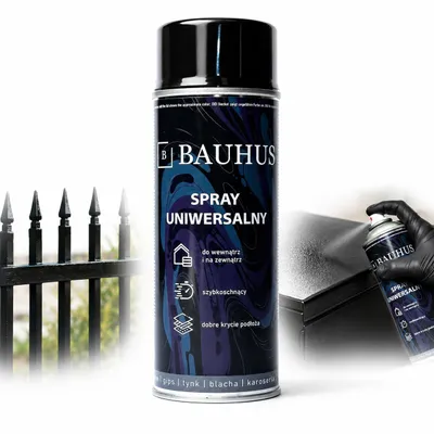 Zdjęcie produktu dla Bauhus Lakier Akrylowy w Sprayu 400 ml RAL 9005 Czarny Połysk do Drewna, Metalu i Plastiku