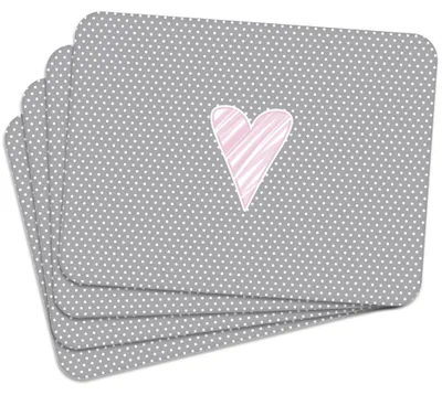 Produktbild von MG Design Set aus 4 Kork-Platzsets - Heart 4 - 30 x 40 cm - hitzebeständig & abwischbar, mit Korkrückseite