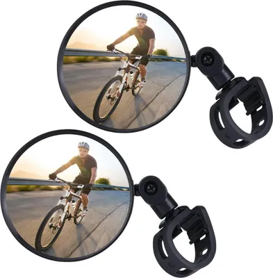 Image de Miroir vélo 2 pièces 360° pivotant miroir convexe rétroviseur pour guidon 15-35mm