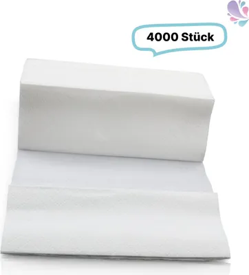 Produktbild von Papierhandtücher ZZ-Falz, Handtuchpapier, Recyclingpapier, hochweiß, 2-lagig, 4.000 Tücher je SET