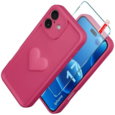 Obrázok produktu pre Puzdro pre iPhone 17 CASE silikónové matné srdce + ochranné sklo 9H