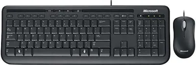 Zdjęcie produktu dla Microsoft Wired Desktop 600, Pełnowymiarowy (100%), Przewodowa, USB, QWERTY, Czarny, Dołączona myszka