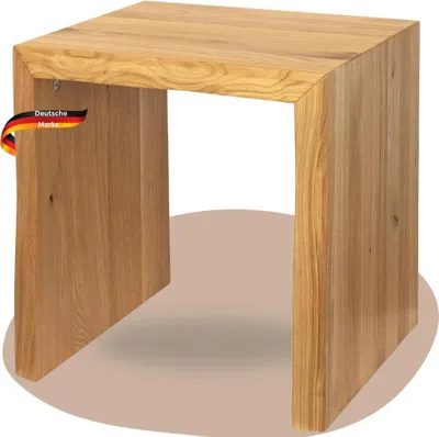 Produktbild von DELUKE® Holzbank Sitzbank EGON - Eiche Massiv mit Baumkante | Eichenbank Esszimmer Flur Garderobe Schlafzimmer | 40x40x45cm