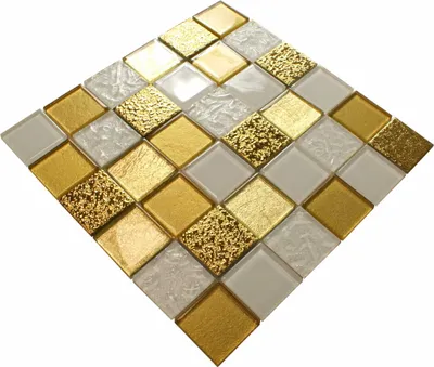 Produktbild von Biela zlatá sklenená mozaika "GOLD ARENA", dekoratívne zlaté obklady do kuchyne a kúpeľne, zlatá mozaika, moderné zlaté obklady
