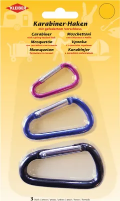 Zdjęcie produktu dla KLEIBER 52418 Karabińczyki KLEIBER, zestaw 3 sztuk, różne kolory