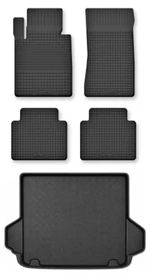 Productafbeelding van Rubberen automatten + kofferbakmat voor BMW 5-serie GT F07 2009-2017 – 5-delig, zwart, op maat – Wielganizator Semi-Universal