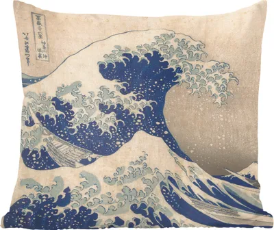 Produktbild von MuchoWow® Zierkissen Sofakissen Wohnzimmer Dekokissen 50x50 cm Die große Kluft bei Kanagawa - Gemälde von Katsushika Hokusai - Komfort - Sofakissen