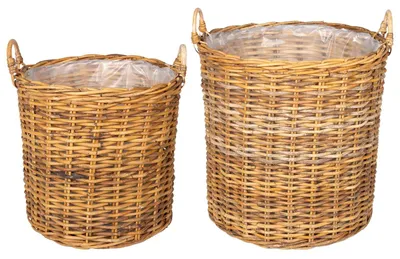 Zdjęcie produktu dla vidaXL Doniczka koszykowa GENDT, 2 sztuki, naturalny brąz, rattan kubu