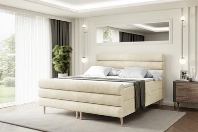 Produktbild von ALTDECOR Boxspringbett mit Holz Füßen, Matratze und Lattenrost, Topper, Fußteil, Polsterbett mit Bettkasten, Bett mit Stauraum H3-Matratze - CELESTIA-FD-Z - 160x200 - Beige Casablanca
