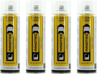 Produktbild von 4 Stück Innotec Klarlack Clear Coat - transparent glänzend - für ein glänzendes Finish - zum Fixieren und Schützen der Lackierung - Klarlack Spray