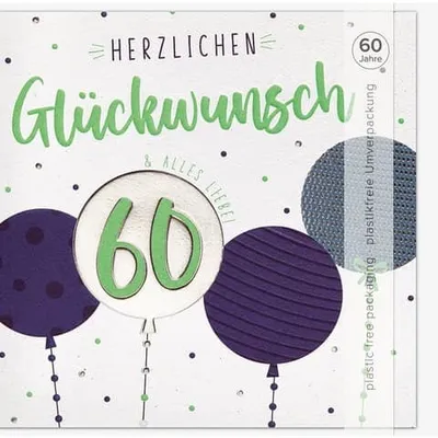 Produktbild von 60. Geburtstag - Good Vibes - Glückwunschkarte im Format 15,5 x 15,5