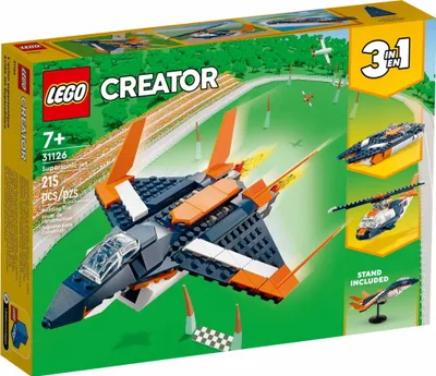 Produktbild von LEGO 31126 Creator 3-in-1 Überschalljet, Flugzeug, Hubschrauber und Boot, 3 Modelle zum Bauen, Spielzeug ab 7 jahre