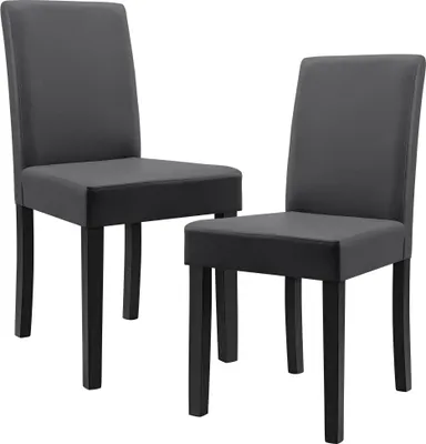 Image de Chaise de salle à manger 'Hamburg' set de 2 chaises rembourrées en similicuir pieds en bois gris foncé