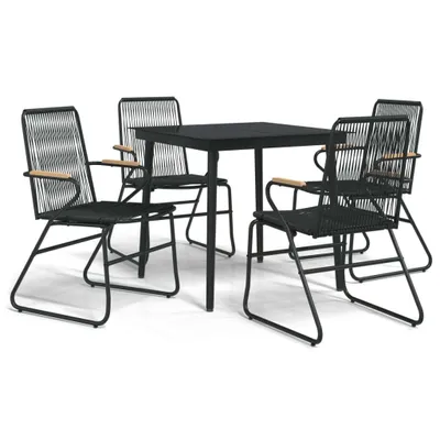 Image de vidaXL Ensemble de jardin 5 pièces noir rotin PVC