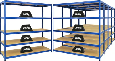 Produktbild von Mega Deal | 5x Schwerlastregal Giant Elephant | HxBxT 180x180x60cm | Fachlast 200kg | Blau