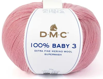 Produktbild von DMC 100% Baby 3, Baby, Pink, Wolle, 225 m, 100% merino, D-3
