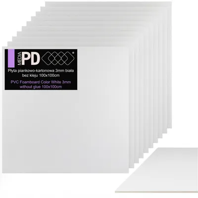 Produktbild von PVC Leichtschaumplatte Weiß 100x100 cm 3mm Foamboard 10 Stück Set Schaumstoffplatte Architekturpappe Modellbau XXL
