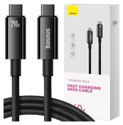 Immagine prodotto di Cavo USB-C Baseus Tungsten Gold - USB-C 240 W, 2 m - Nero