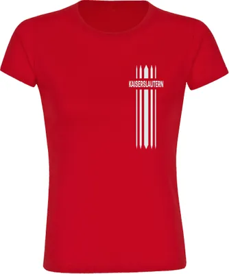 Produktbild von multifanshop Damen T-Shirt - Kaiserslautern - Streifen, rot, Größe XXL