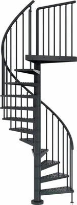 Produktbild von Dolle Spindeltreppe Außentreppe GardenspinToronto Anthrazit 266,5-305,5cm Geschosshöhe Ø155cm Anthrazit 12 Stufen