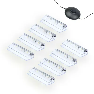 Zdjęcie produktu dla kalb | Zestaw klipsów do podświetlenia krawędzi szkła LED 3000K/5000K, przezroczysty, Plug & Play, zestaw 8 sztuk, białe światło zimne