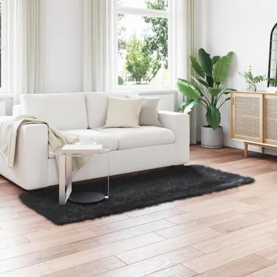 Produktbild von vidaXL Teppich aus Kunstschaffell TAFALLA Schwarz 100 x 200 cm