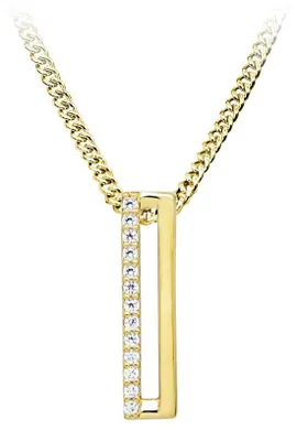 Image de Collier minimaliste plaqué or avec zircone cubique SC539 ( Chaîne, pendentif)