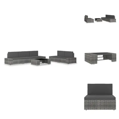 Produktbild von vidaXL 6-tlg. Garten-Lounge-Set Poly Rattan Grau -  Gartenmöbel-Sets