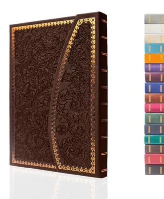 Image de Cahier à spirales en simili cuir, style vintage, couverture rigide, quadrillé, dimensions 20,4 x 14,5 cm, couleur marron