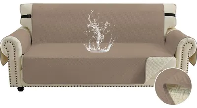Immagine prodotto di Copertura per divano a 3 posti, impermeabile, antiscivolo, con braccioli, color beige chiaro