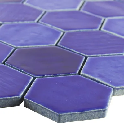 Produktbild von Keramik Mosaikfliese Roseburg Hexagon Glänzend Blau