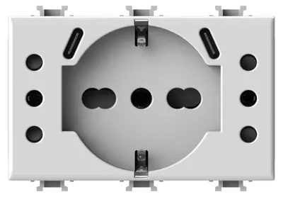 USB-Wandladestation 5 Steckdosen + USB-C, kompatibel Bticino Matix, Weiß