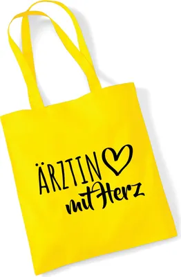 Produktbild von Huuraa Jutebeutel Ärztin mit Herz 10 Liter Yellow Baumwolle Tasche Geschenkidee